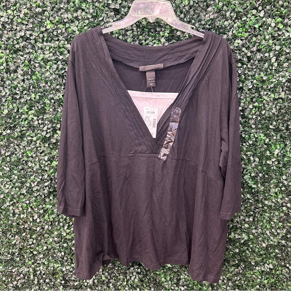 Venezia Black Blouse - Size 22/24, NWT